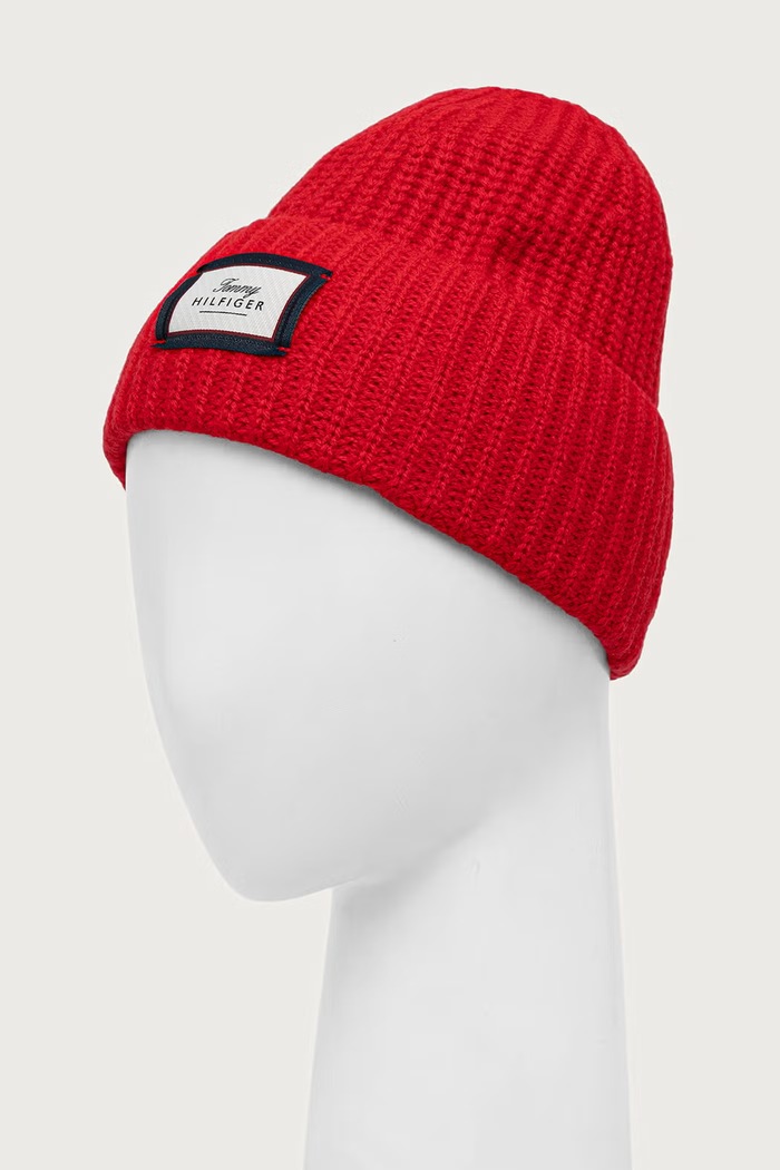 Dodatki Tommy Hilfiger Beanie kapa moška volnena AM0AM14526 rdeča