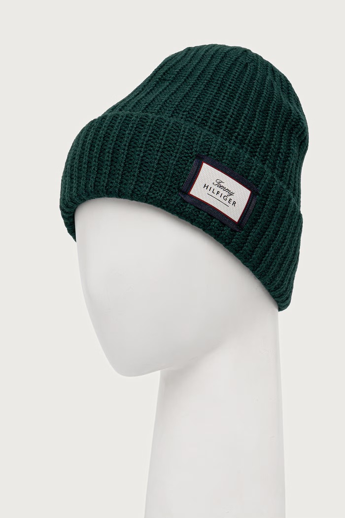 Tommy Hilfiger Beanie kapa za muškarce od vune AM0AM14526 zelena AW26