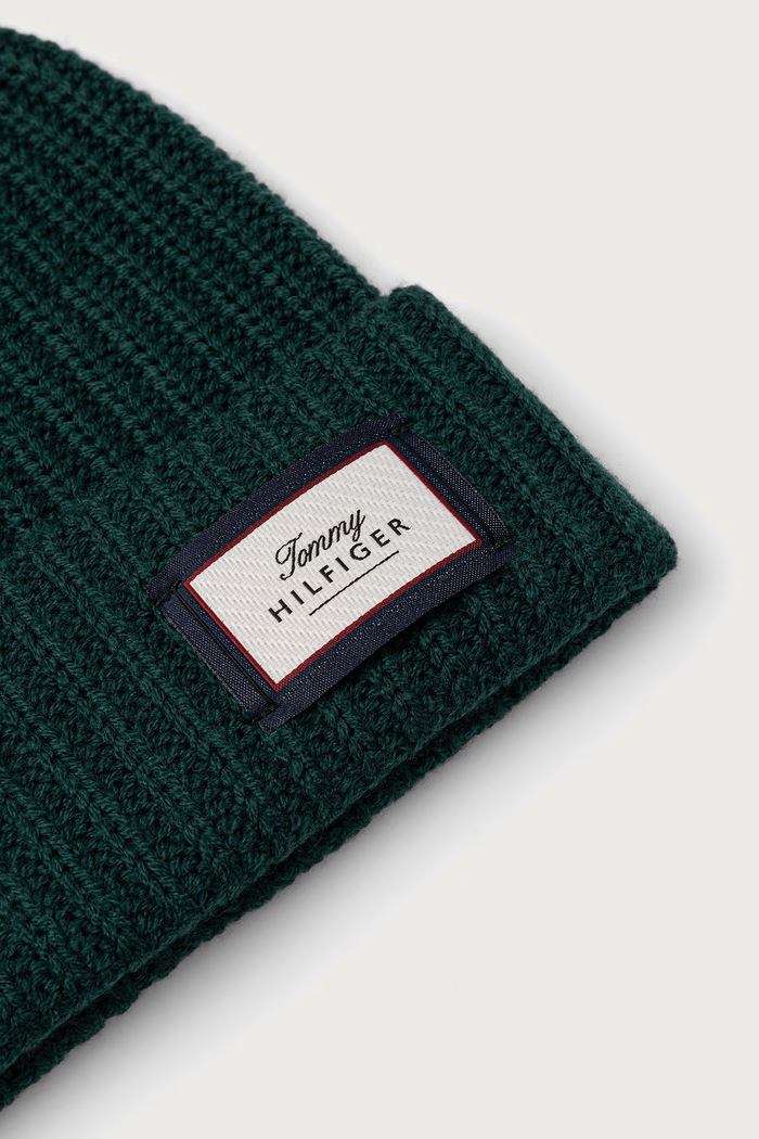 Dodaci Tommy Hilfiger Beanie kapa za muškarce od vune AM0AM14526 zelena