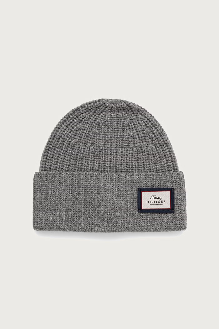 Tommy Hilfiger Czapka beanie męska wełniana szary AM0AM14526