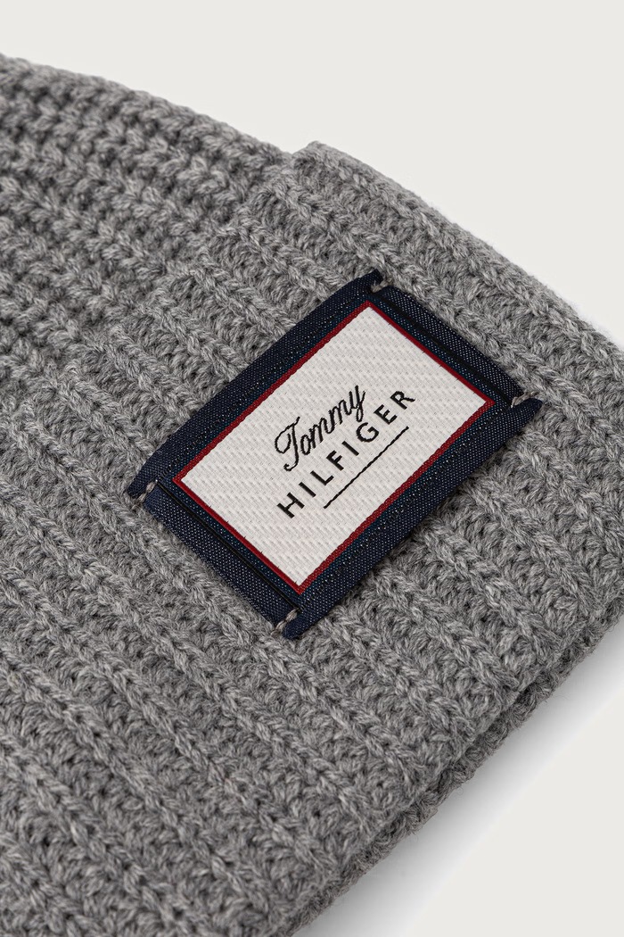 Tommy Hilfiger Czapka beanie męska wełniana AM0AM14526 szary AW26