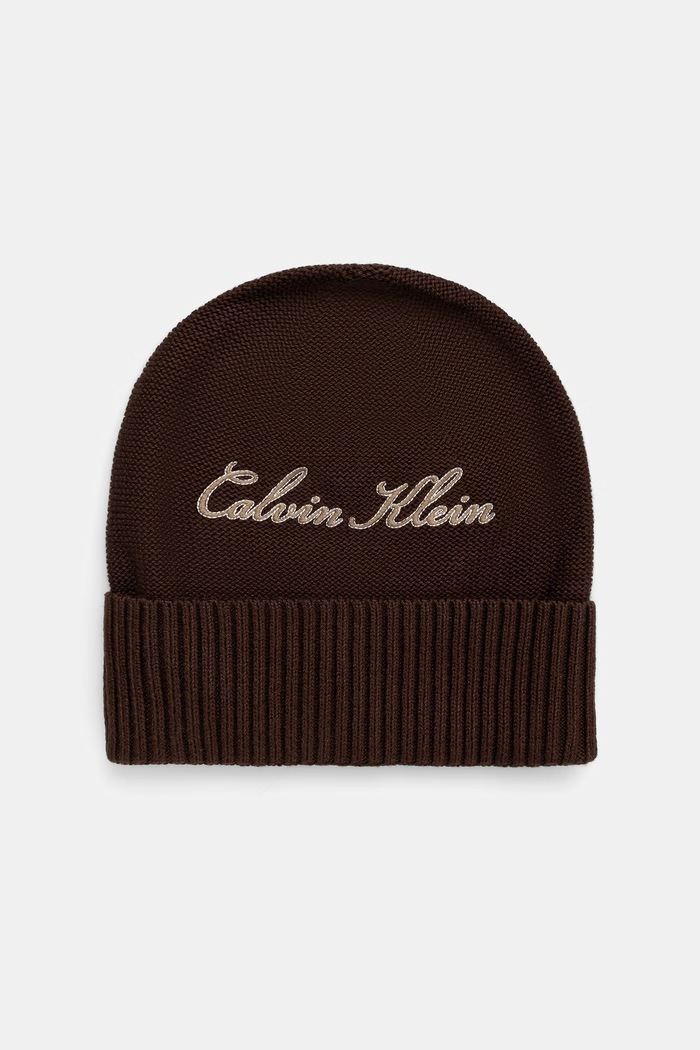 Calvin Klein czapka beanie męska bawełniana brązowy LV04D8118G