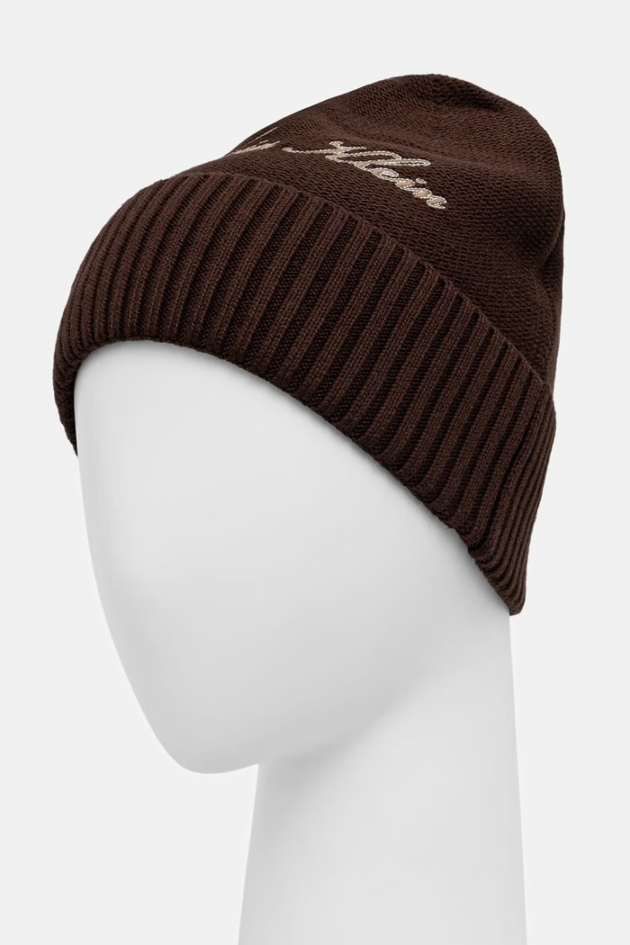 Calvin Klein czapka beanie męska bawełniana LV04D8118G brązowy AW26