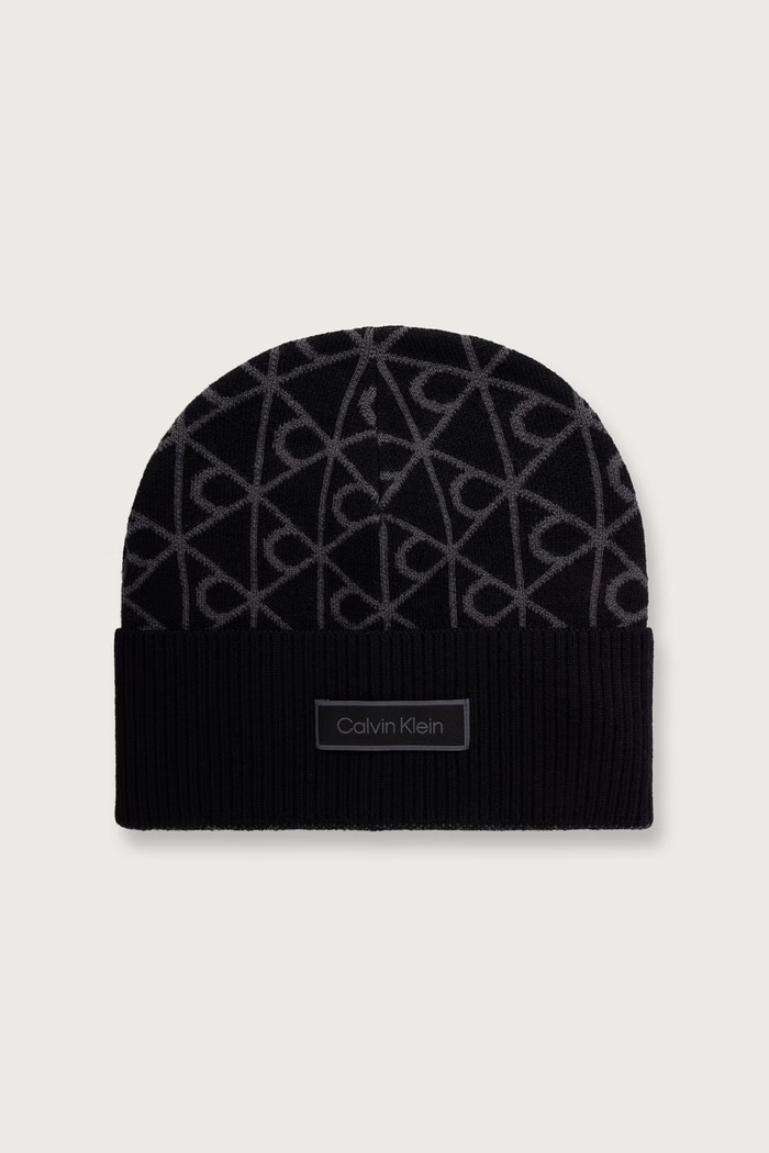 Calvin Klein Шапка beanie мъжка от вълна черен LV04D8106G