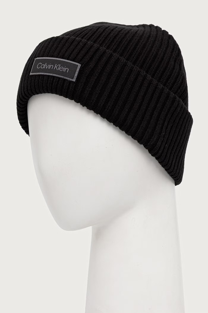 Akcesoria Calvin Klein Czapka beanie męska bawełniana LV04D8104G czarny