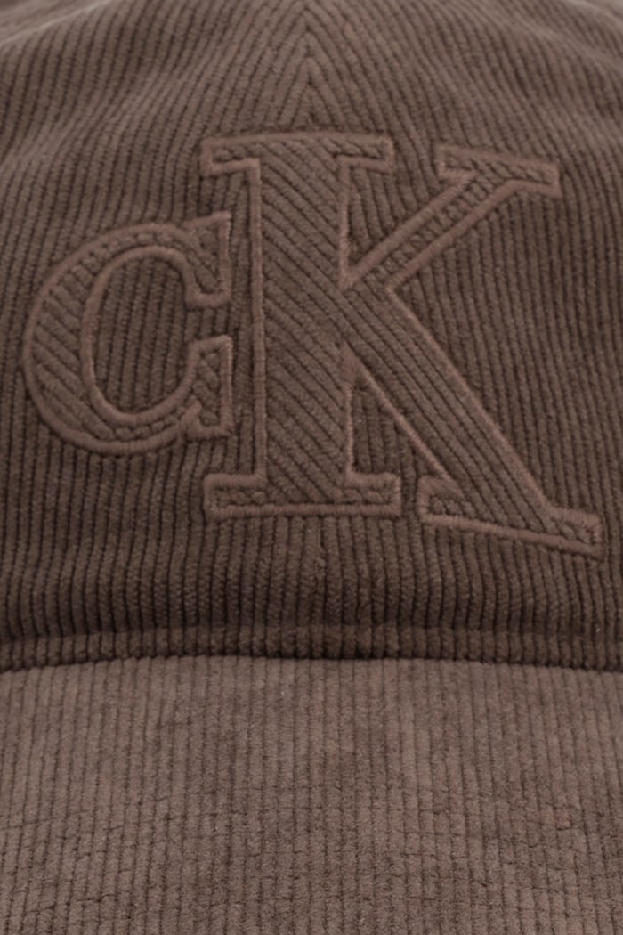 Calvin Klein czapka z daszkiem męska sztruksowa LV04D5127G brązowy AW26