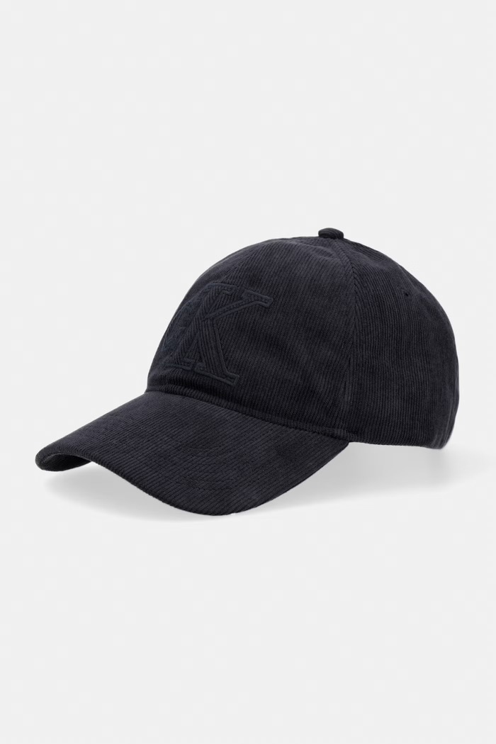 Calvin Klein czapka z daszkiem męska sztruksowa czarny LV04D5127G