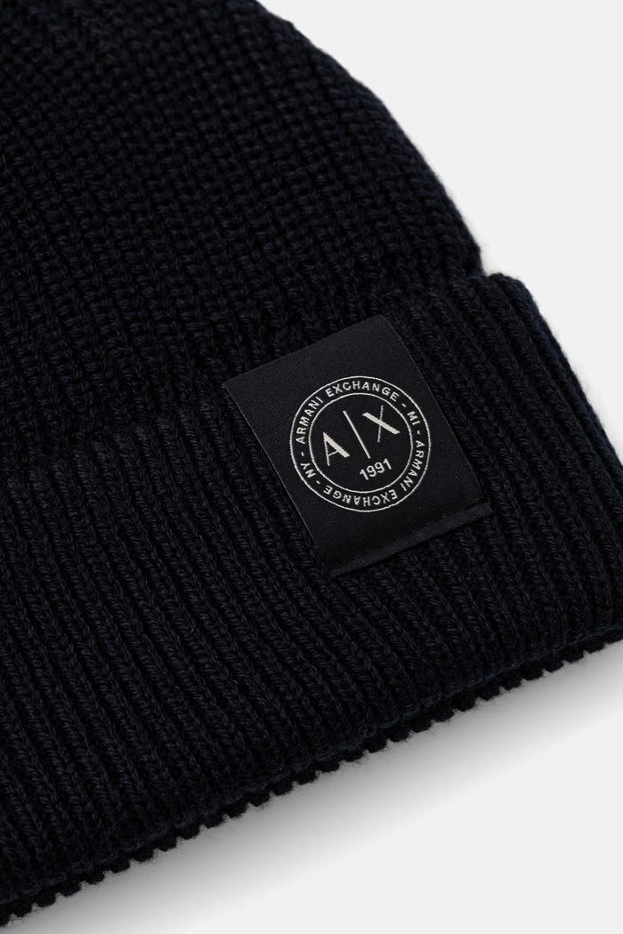 Dodaci Armani Exchange kapa za muškarce s dodatkom vune XM003589.AF14008 mornarsko plava