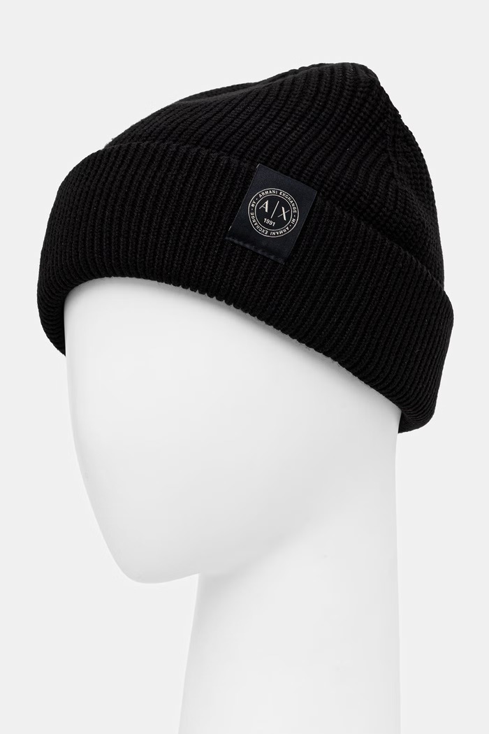 Armani Exchange kapa za muškarce s dodatkom vune XM003589.AF14008 crna AW26