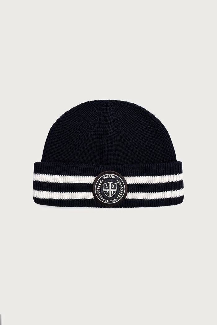 Armani Exchange шапка бини мужская с шерстью тёмно-синий XM003128.AF13776