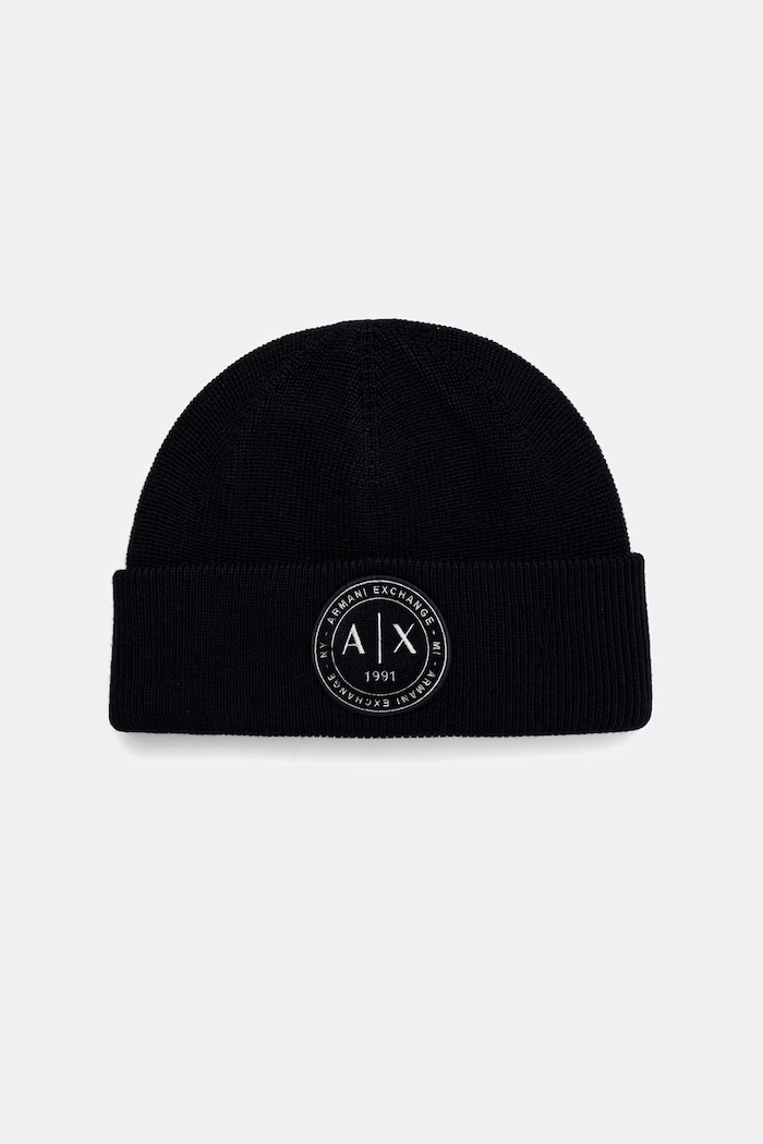 Armani Exchange čiapka pánska s vlnou tmavomodrá XM003123.AF10348