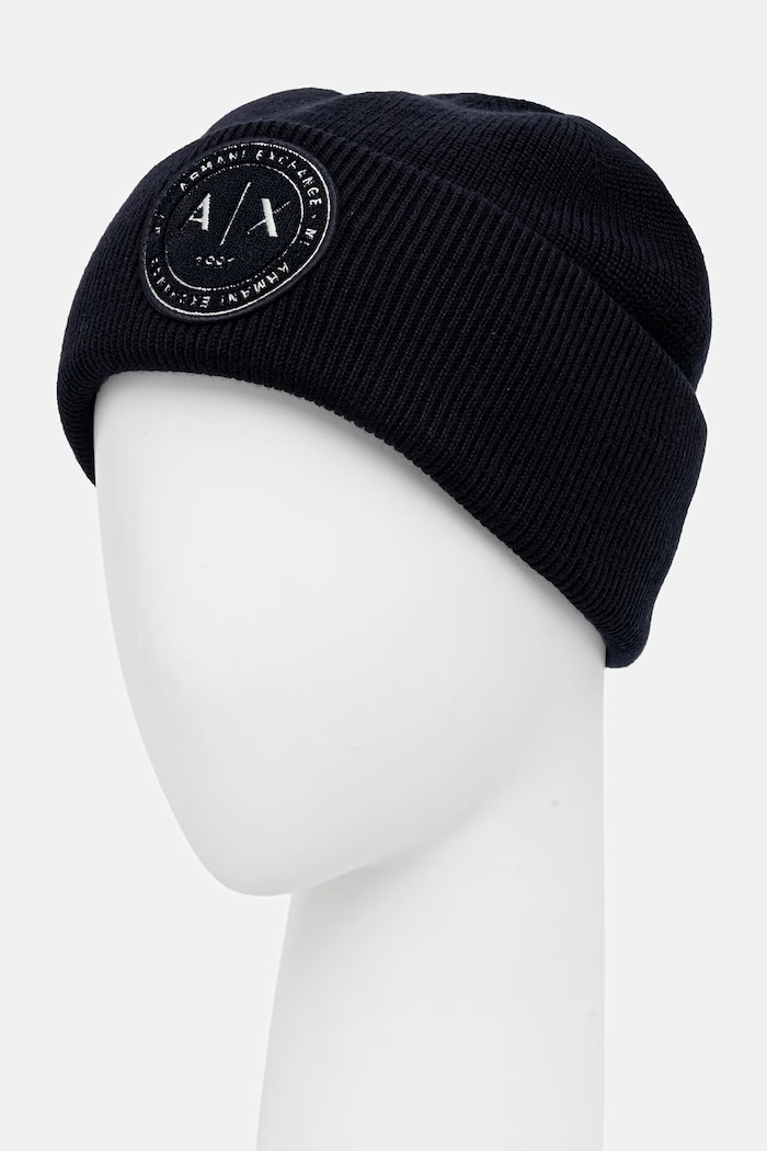 Doplnky Armani Exchange čiapka pánska s vlnou XM003123.AF10348 tmavomodrá
