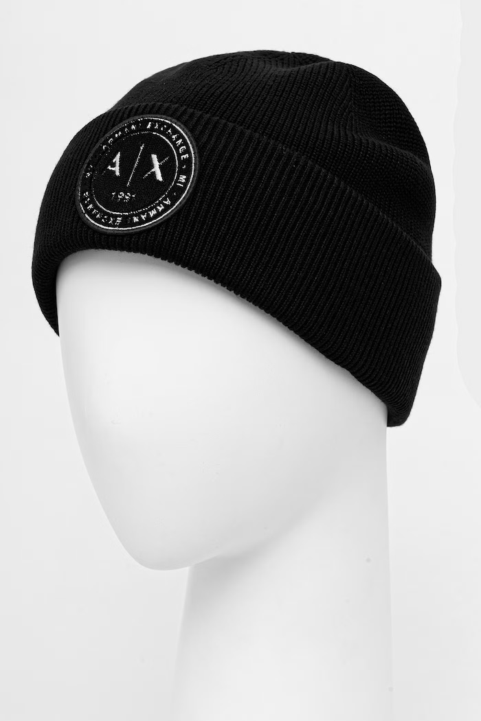 Doplnky Armani Exchange čiapka pánska s vlnou XM003123.AF10348 čierna