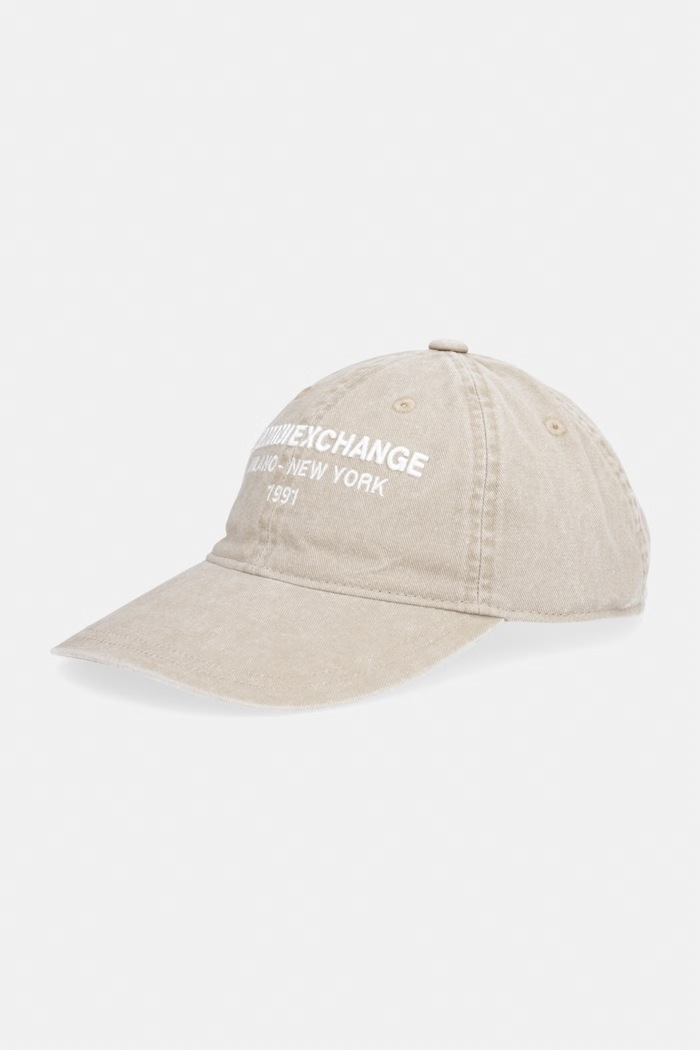 Armani Exchange czapka bejsbolówka męska bawełniana beżowy XM003634.AF15502