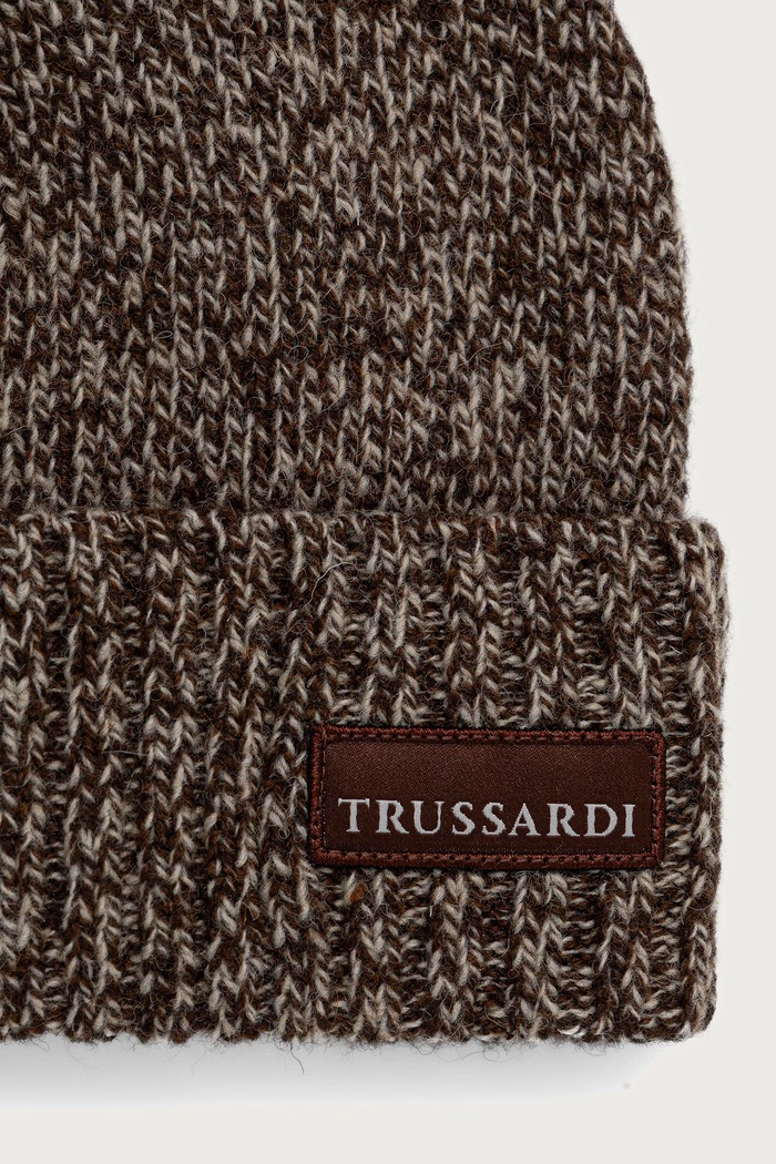 Trussardi Czapka beanie męska wełniana E608C000033N brązowy AW26