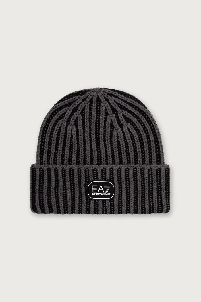 EA7 Emporio Armani Czapka beanie męska z wełną szary AF29554.7M002725