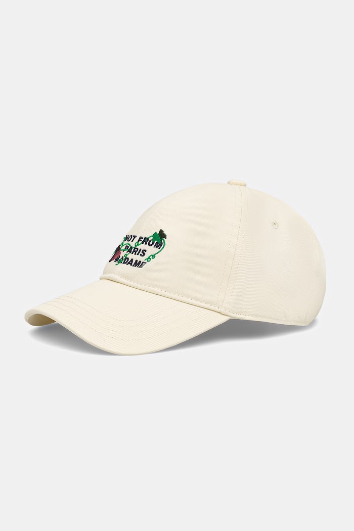 Drôle de Monsieur Vine Embroidered Slogan czapka z daszkiem bawełniana męska beżowy L.CP206.CO138