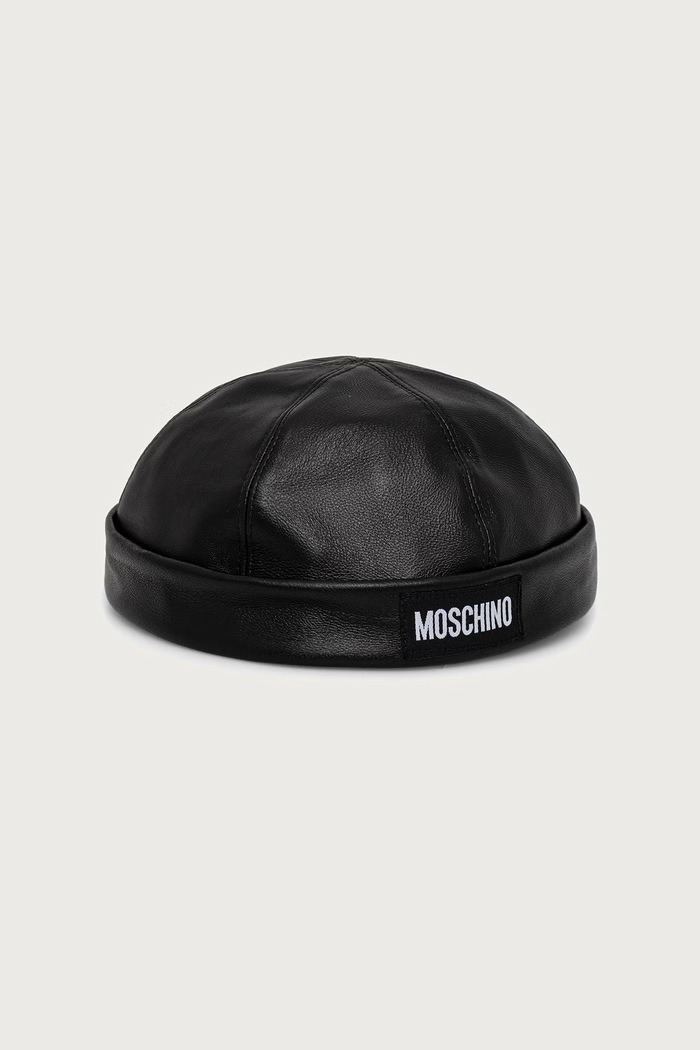 Moschino Czapka męska skórzana czarny M5927.60811