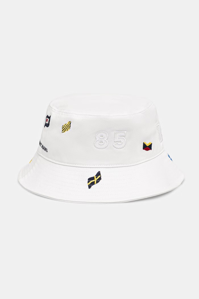 Akcesoria Tommy Jeans kapelusz bucket męski bawełniany AM0AM14328 biały
