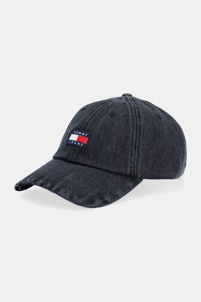 Tommy Jeans čiapka so šiltom pánska rifľová čierna AM0AM14324