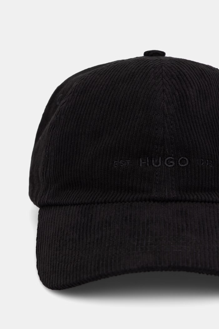 HUGO czapka bejsbolówka męska sztruksowa Mett-CO 50566182 czarny AW26