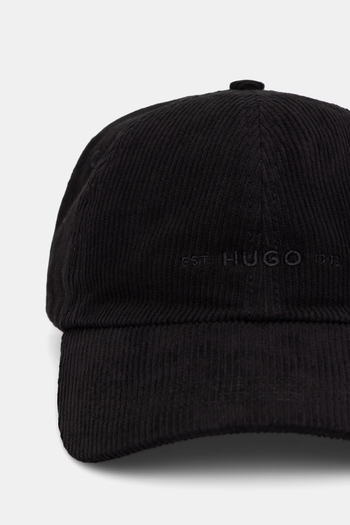 HUGO czapka bejsbolówka męska sztruksowa Mett-CO 50566182 czarny AW26