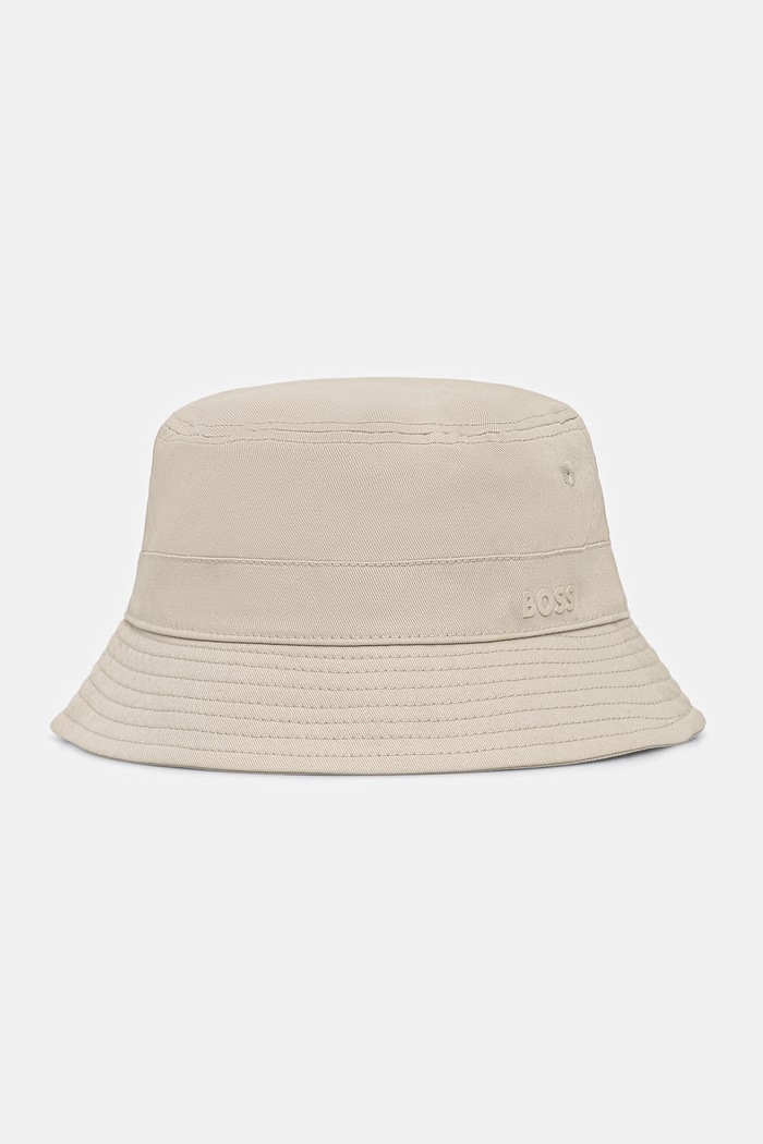 BOSS Orange bucket hat da uomo in cotone Finnian beige 50566229