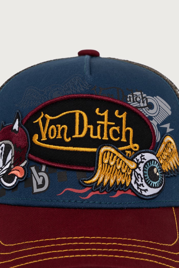 Von Dutch Czapka z daszkiem z bawełną VD.1.CT.PATCHES.20 niebieski AW26