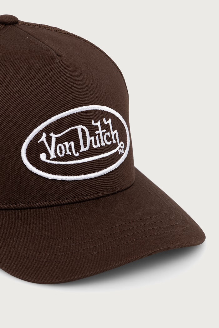 Von Dutch Czapka z daszkiem trucker z bawełną VD.1.CB.LOF.B51 brązowy AW26