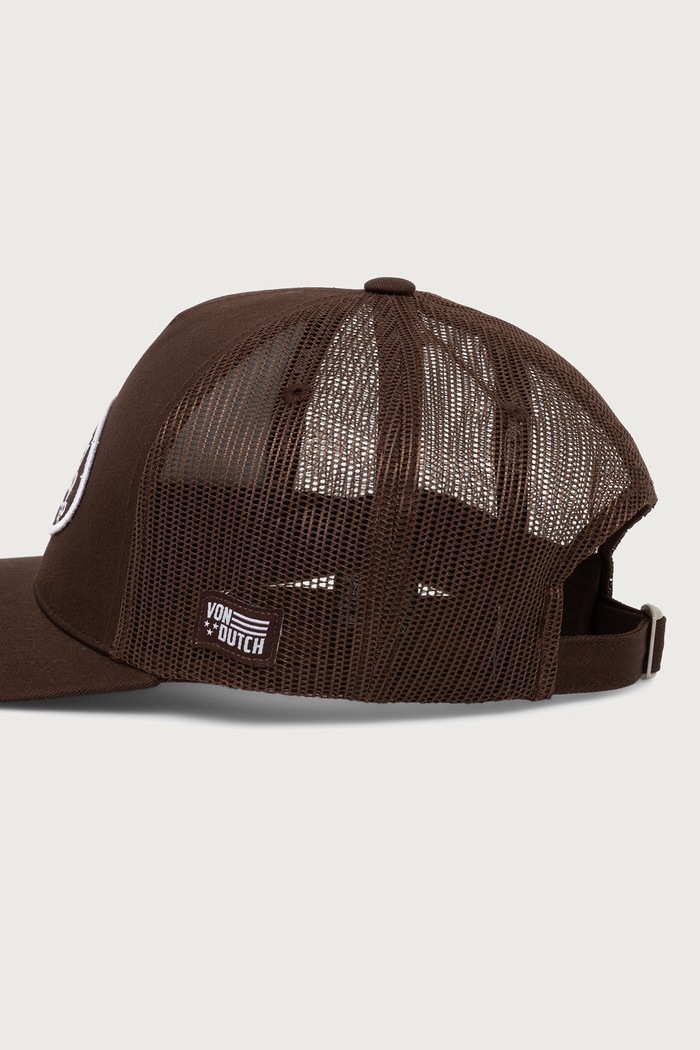 Akcesoria Von Dutch Czapka z daszkiem trucker z bawełną VD.1.CB.LOF.B51 brązowy
