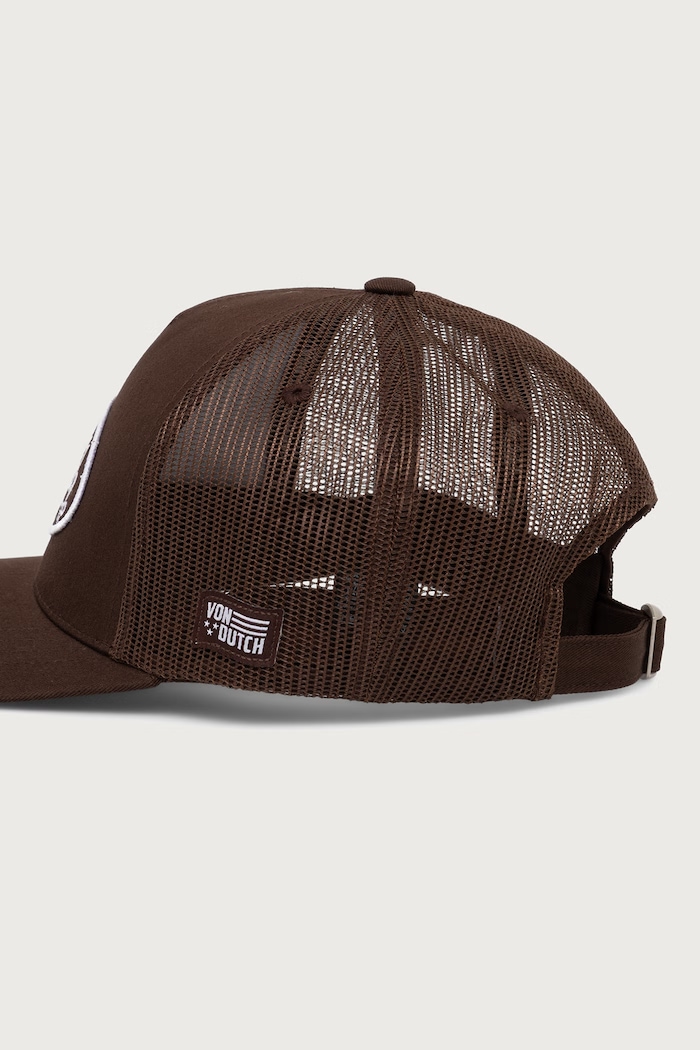 Akcesoria Von Dutch Czapka z daszkiem trucker z bawełną VD.1.CB.LOF.B51 brązowy