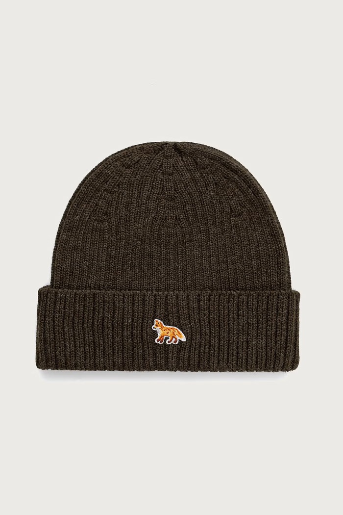 Maison Kitsuné Baby Fox czapka beanie wełniana zielony PW06103KT1022