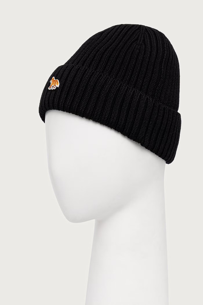 Maison Kitsuné Baby Fox czapka beanie wełniana PW06103KT1022 czarny AW26