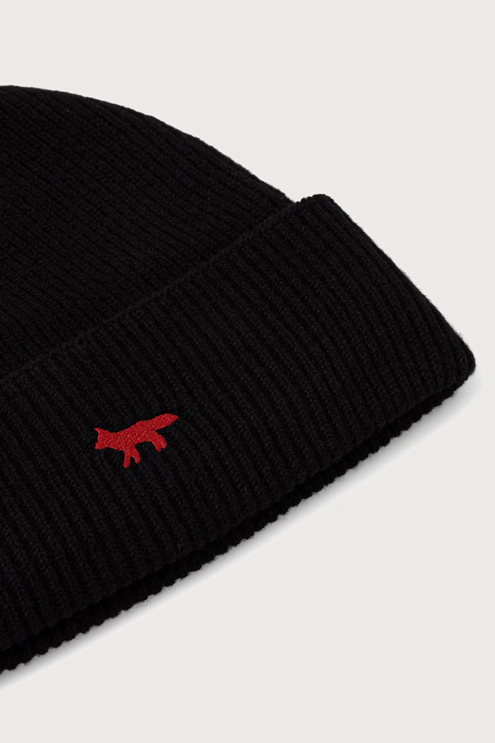 Akcesoria Maison Kitsuné Profile Fox czapka beanie wełniana MRUWH00KT1235 czarny