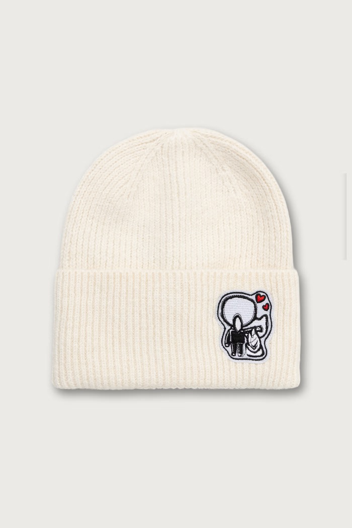 Karl Lagerfeld Czapka beanie z wełną beżowy B4W33041