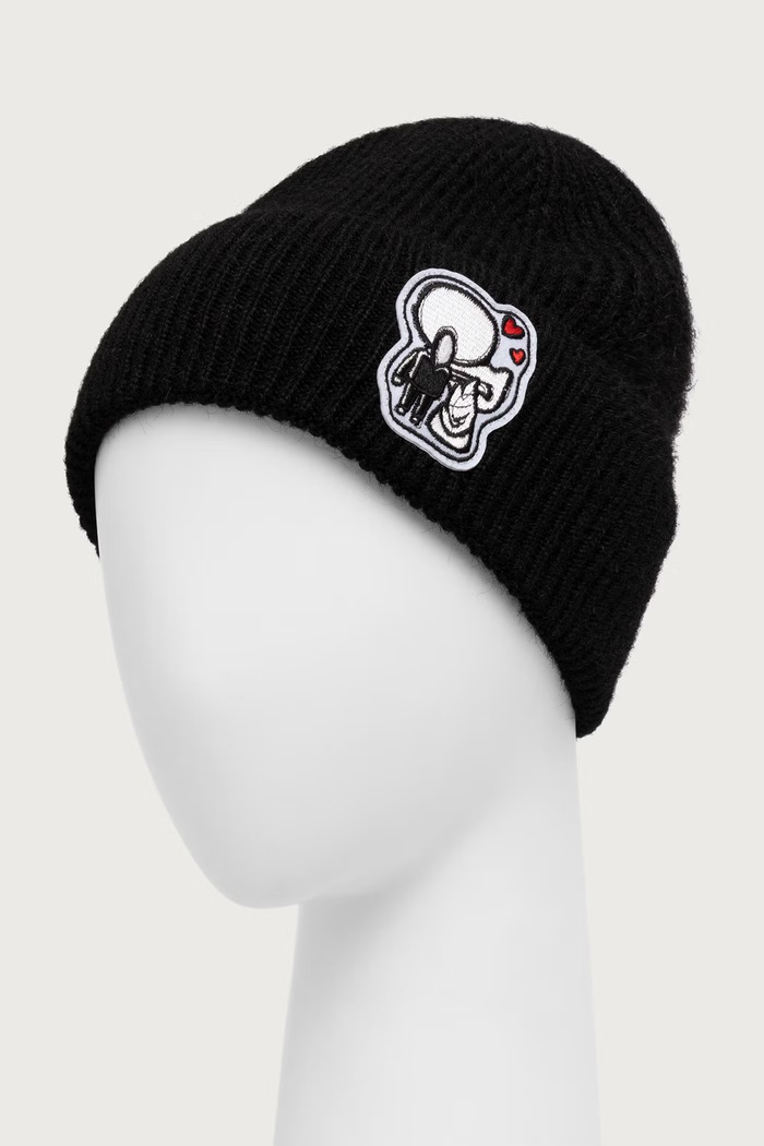 Karl Lagerfeld Beanie kapa z volno B4W33041 črna AW26