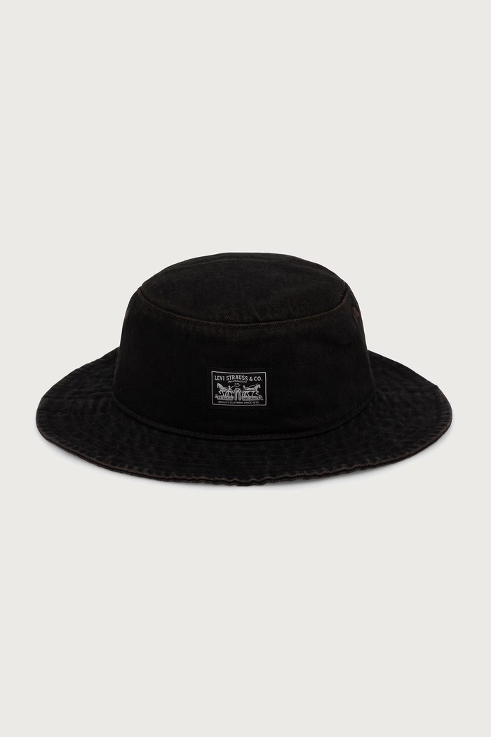 Levi's Kapelusz bucket bawełniany BAY DRAWSTRING czarny 005CP