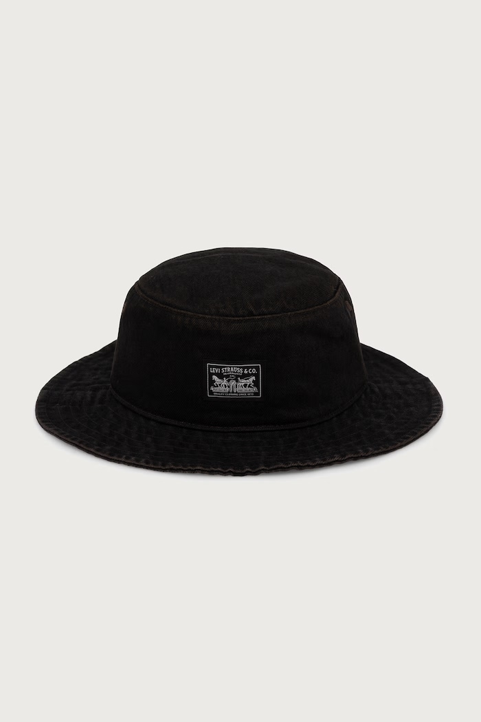 Levi's Kapelusz bucket bawełniany BAY DRAWSTRING czarny 005CP