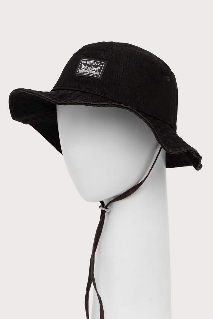 Levi's Kapelusz bucket bawełniany BAY DRAWSTRING 005CP czarny AW26