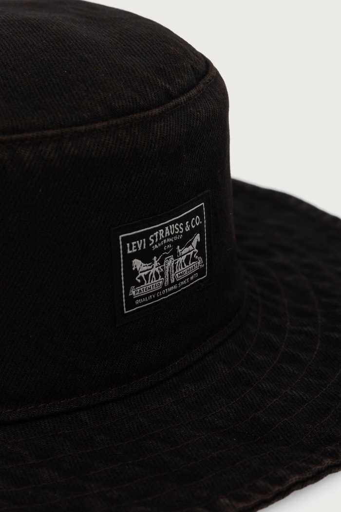 Kapelusz bucket bawełniany BAY DRAWSTRING Levi's 005CP czarny