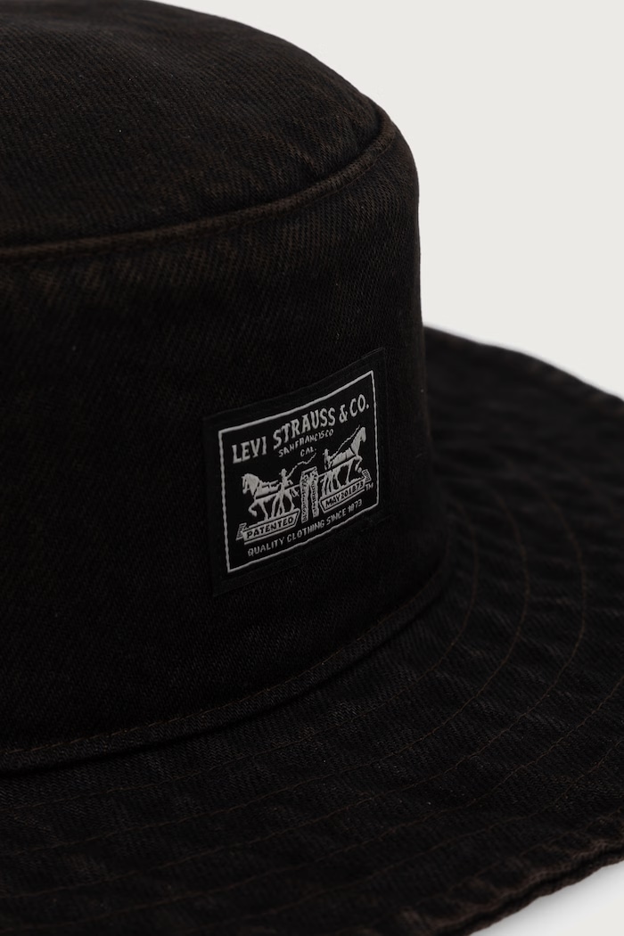 Kapelusz bucket bawełniany BAY DRAWSTRING Levi's 005CP czarny