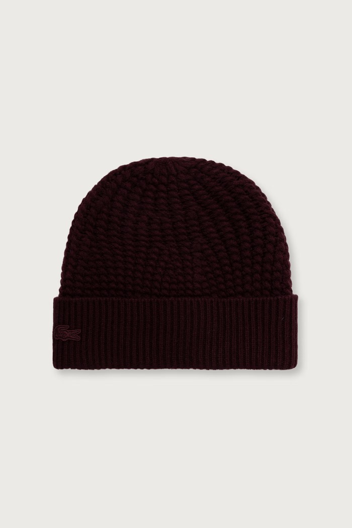 Lacoste Czapka beanie z wełną bordowy RB9881