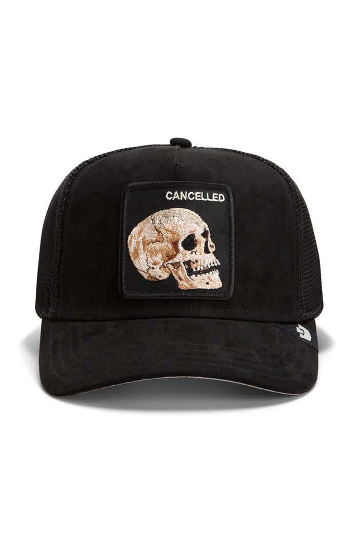 Goorin Bros Czapka z daszkiem trucker z imitacji zamszu Suede Cancelled Skull Trucker 101.3743 czarny AW26
