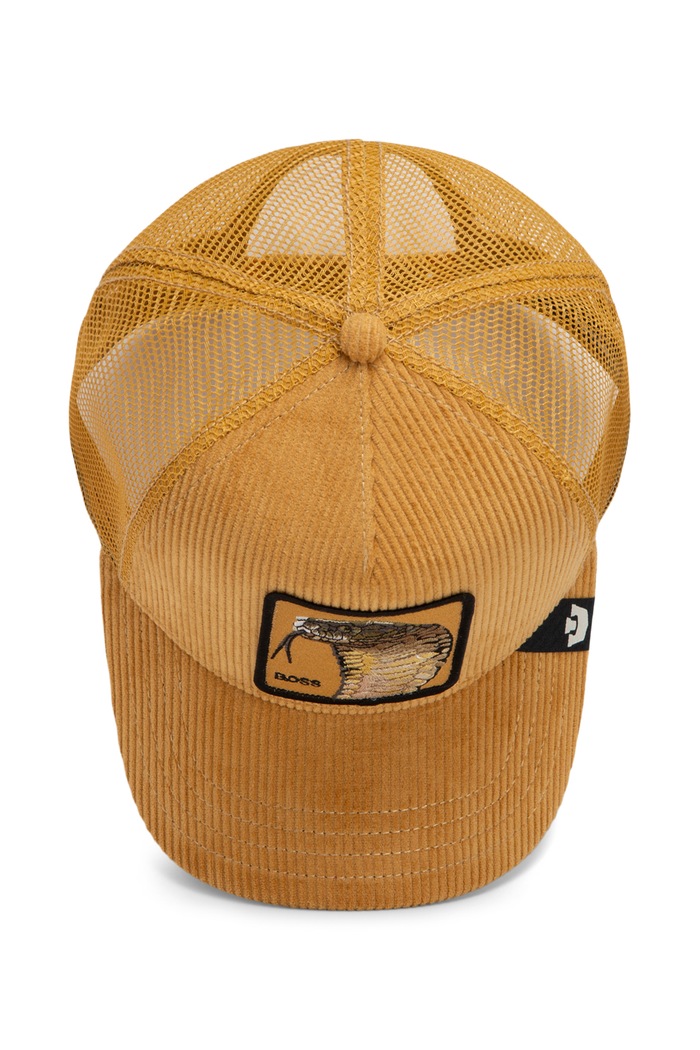 Czapka z daszkiem trucker sztruksowa Corduroy Boss Goorin Bros żółty 101.3181