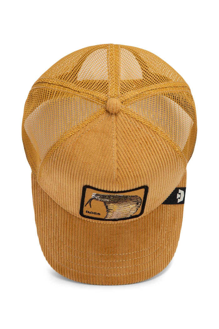 Czapka z daszkiem trucker sztruksowa Corduroy Boss Goorin Bros żółty 101.3181
