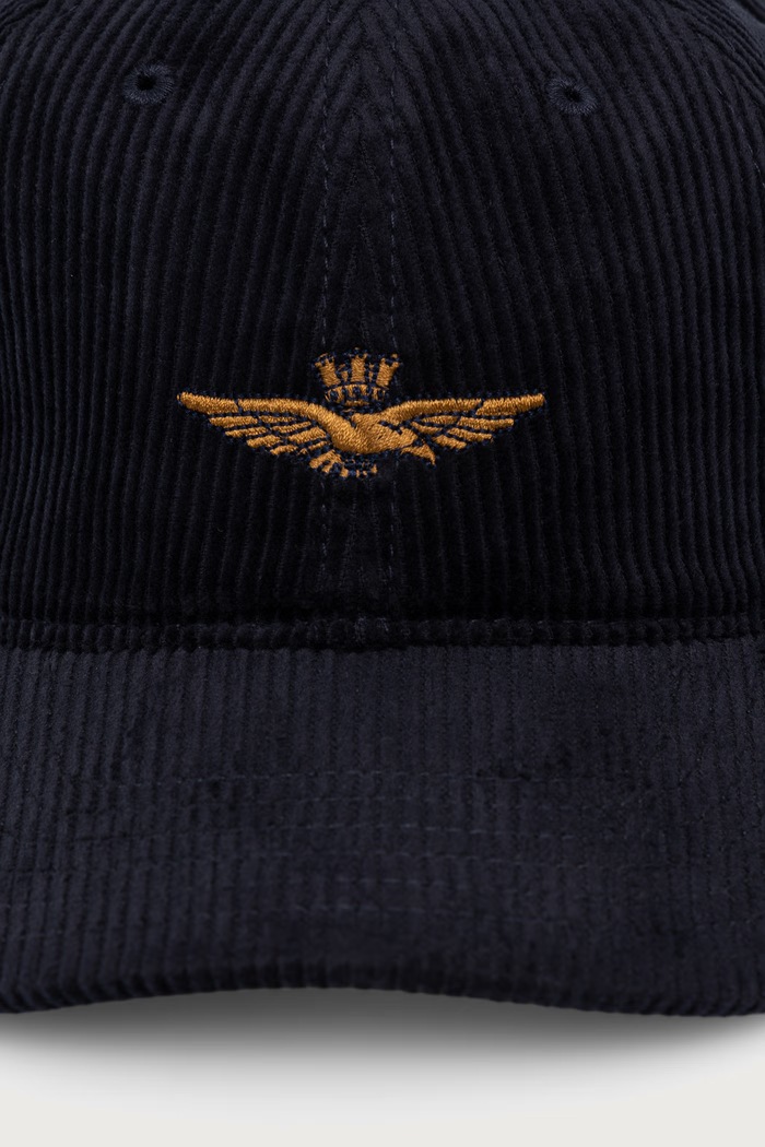 Aeronautica Militare Czapka z daszkiem sztruksowa HA1262UCT04388 granatowy AW26