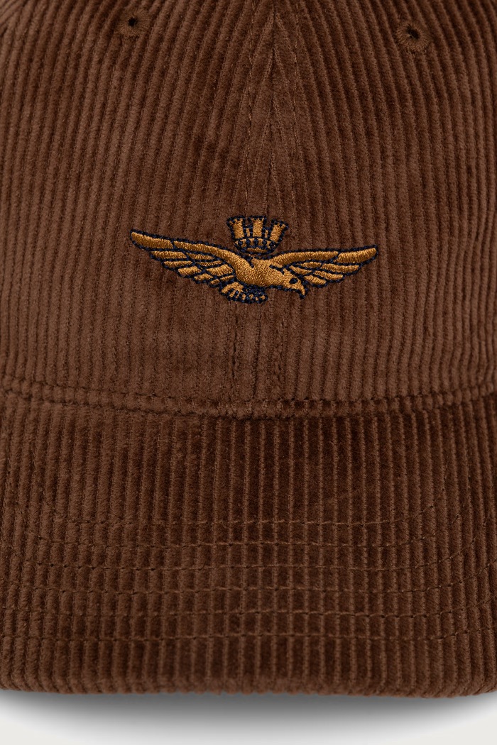 Aeronautica Militare Czapka z daszkiem sztruksowa HA1262UCT04388 brązowy AW26