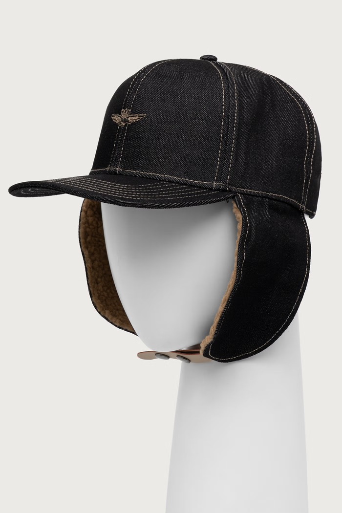 Aeronautica Militare Czapka z daszkiem jeansowa HA1260DCT04366 czarny AW26