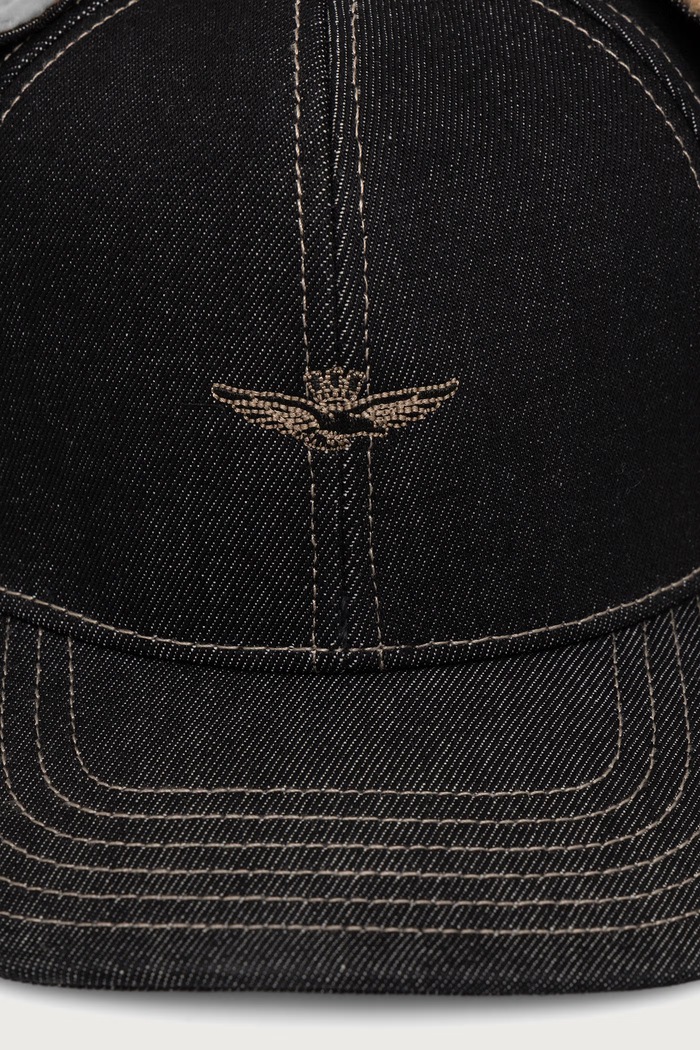 Czapka z daszkiem jeansowa Aeronautica Militare HA1260DCT04366 czarny