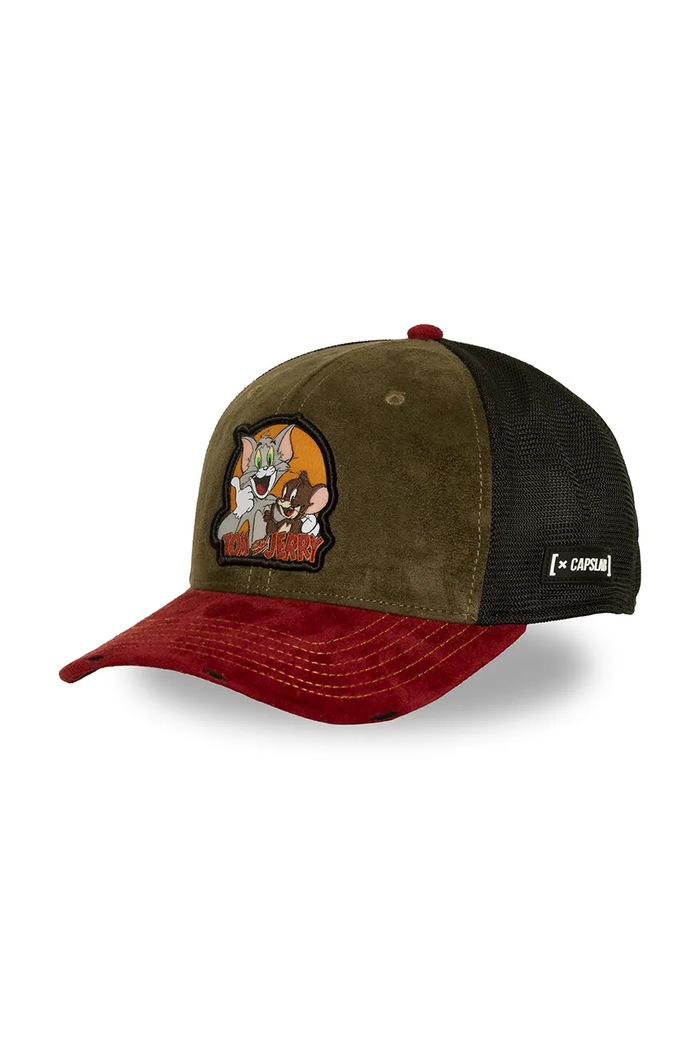 Capslab Czapka z daszkiem trucker z bawełną x Tom & Jerry zielony CL.TAJ9.1.PCS.TAJ